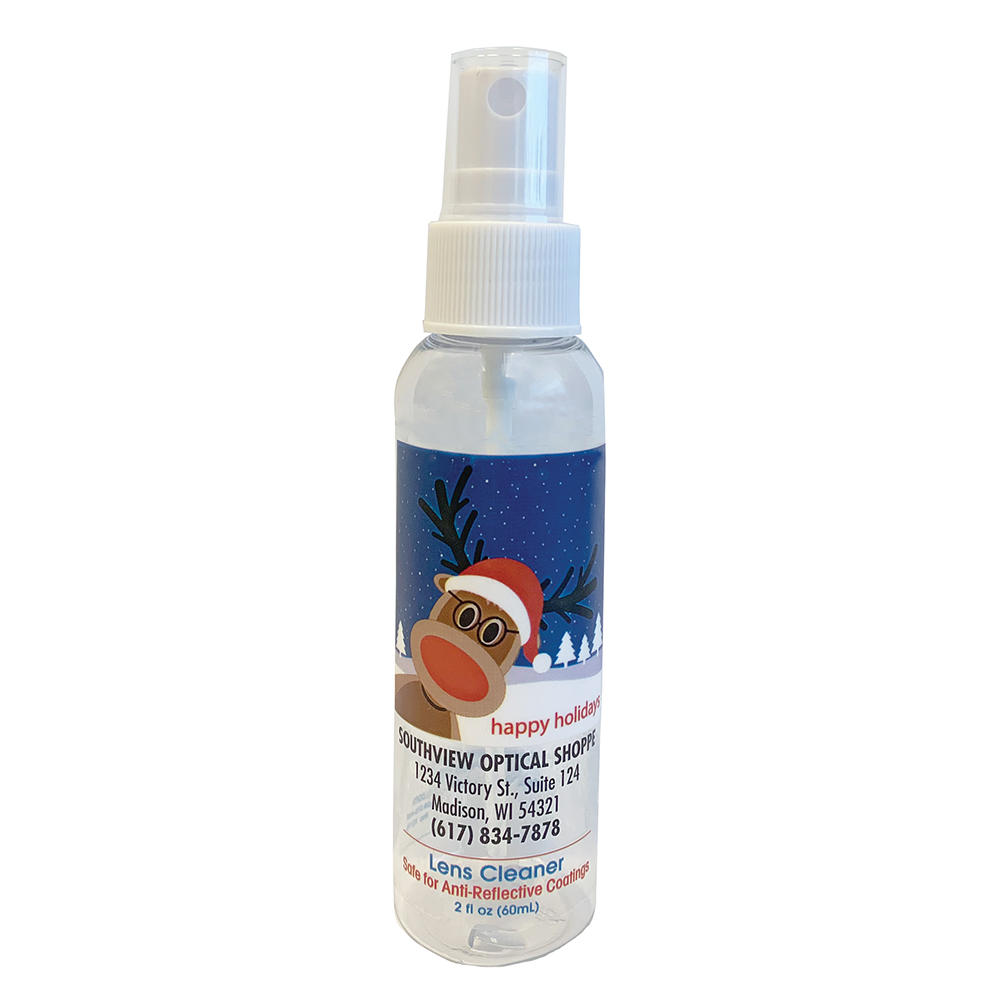 2oz Happy Holidays Reindeer Cleaner - Imprinted