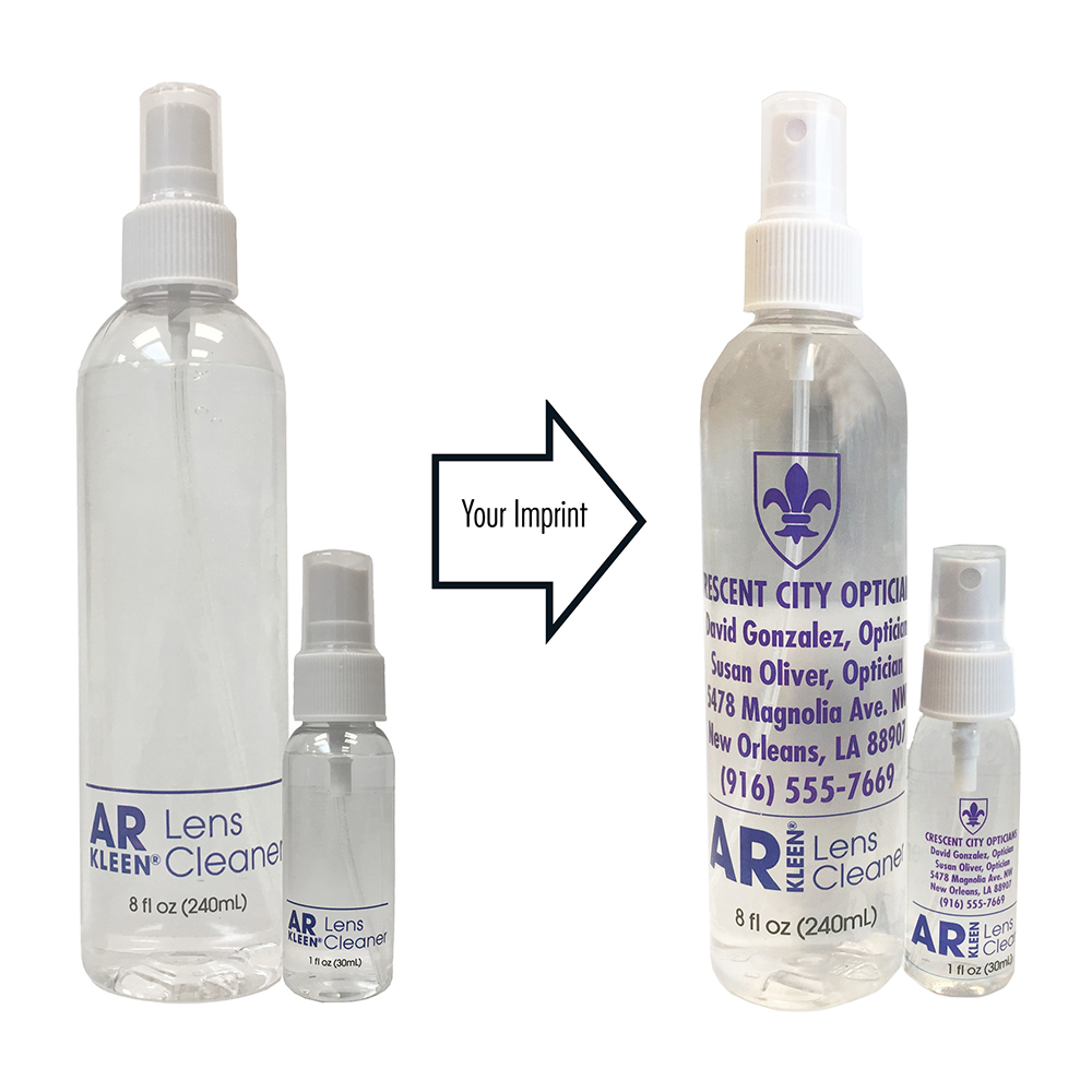 AR Kleen® - Lens Cleaner Companion Combo - 1oz and 8oz Spray Pump Bottle - Imprinted