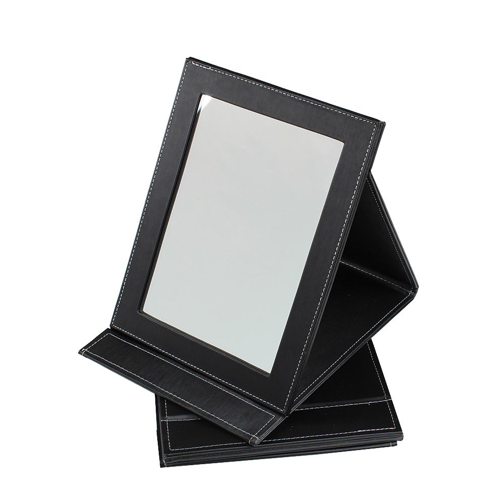 Faux Leather Folding Counter Mirror