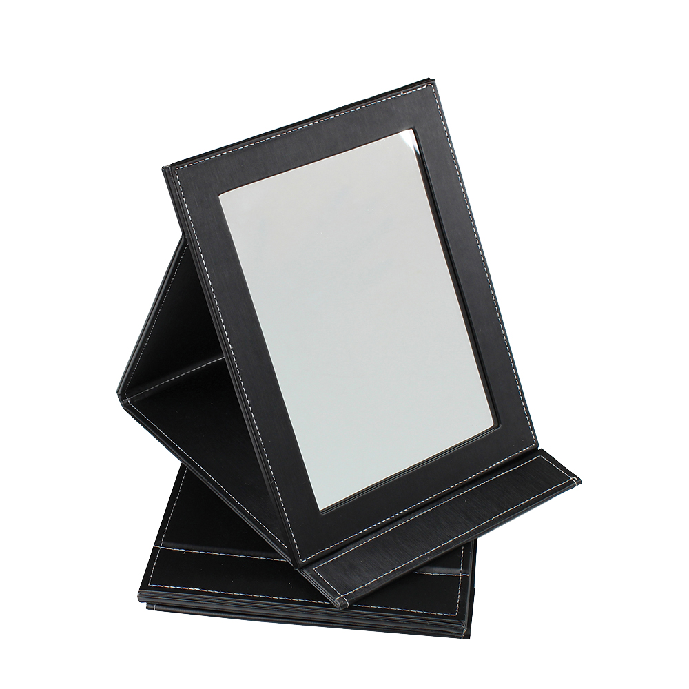 Faux Leather Folding Counter Mirror - 1