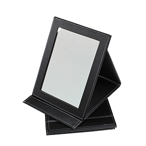 Faux Leather Folding Counter Mirror - 1