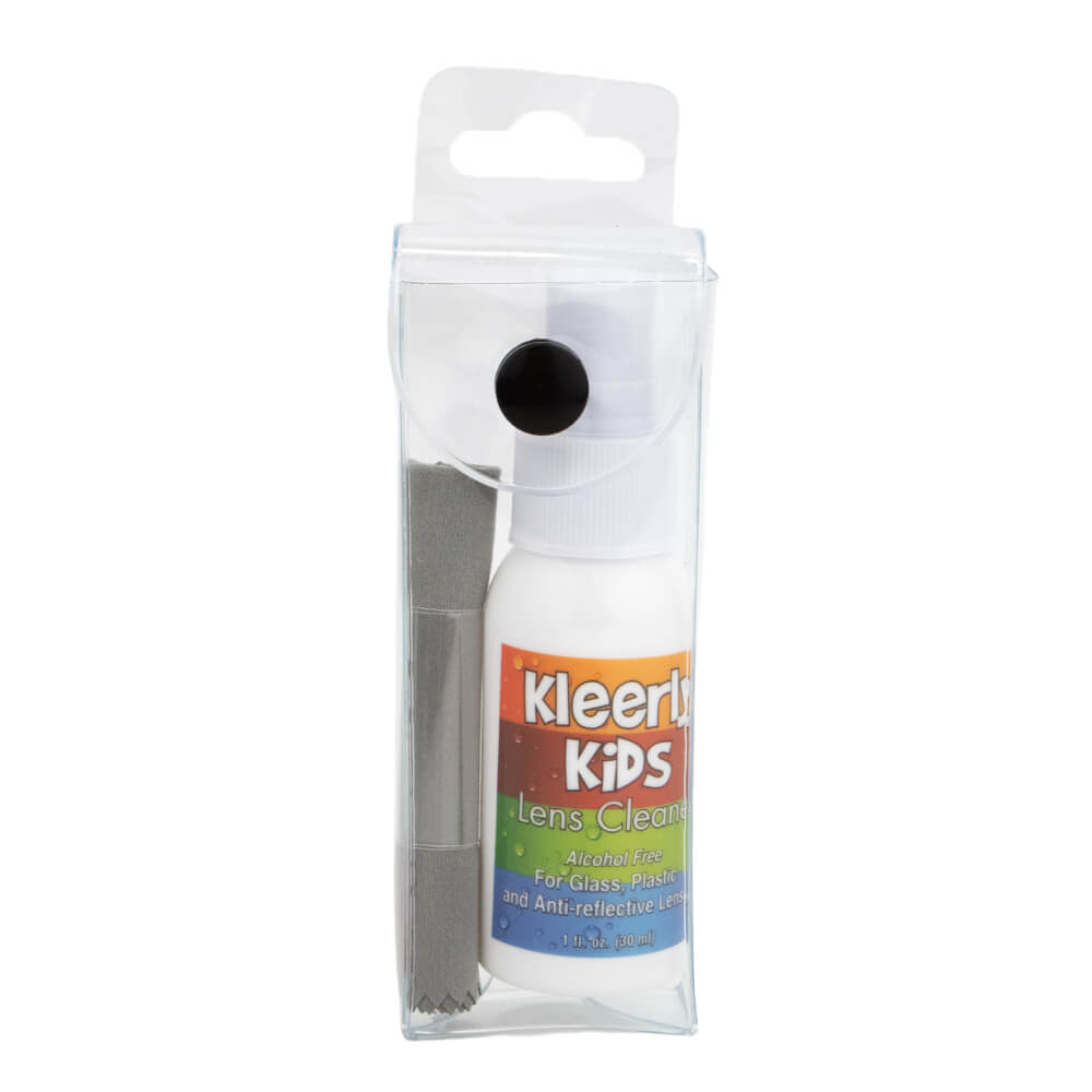 Kleerly Kid's - Lens Cleaner Care Kit - 1 fl oz Spray Pump Bottle and Cleaning Cloth - 2