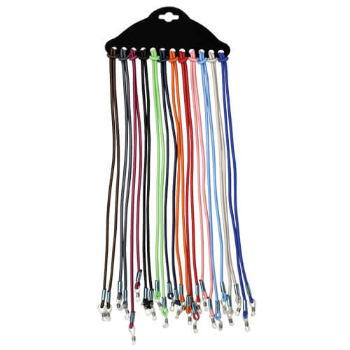 Round, Elastic Sport Eyeglass Cords on Hanger - 1