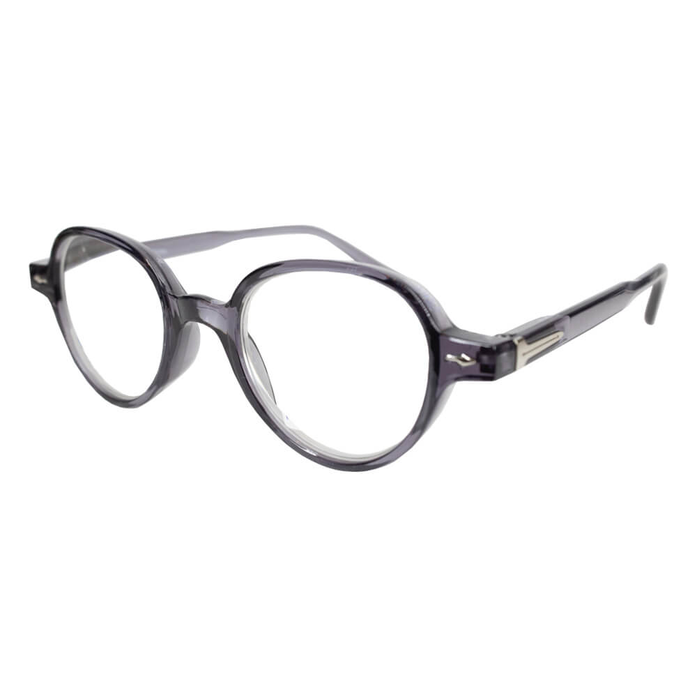 Round High Power Reading Glasses - Transparent Gray