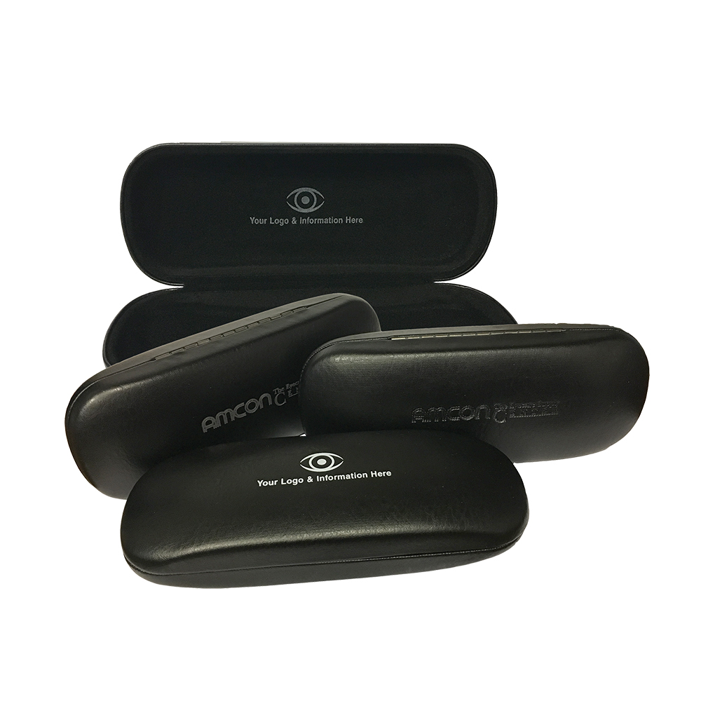 Black Classic Clam Eyeglass Case - Imprinted