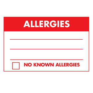 Patient Allergy Warning Labels - 1