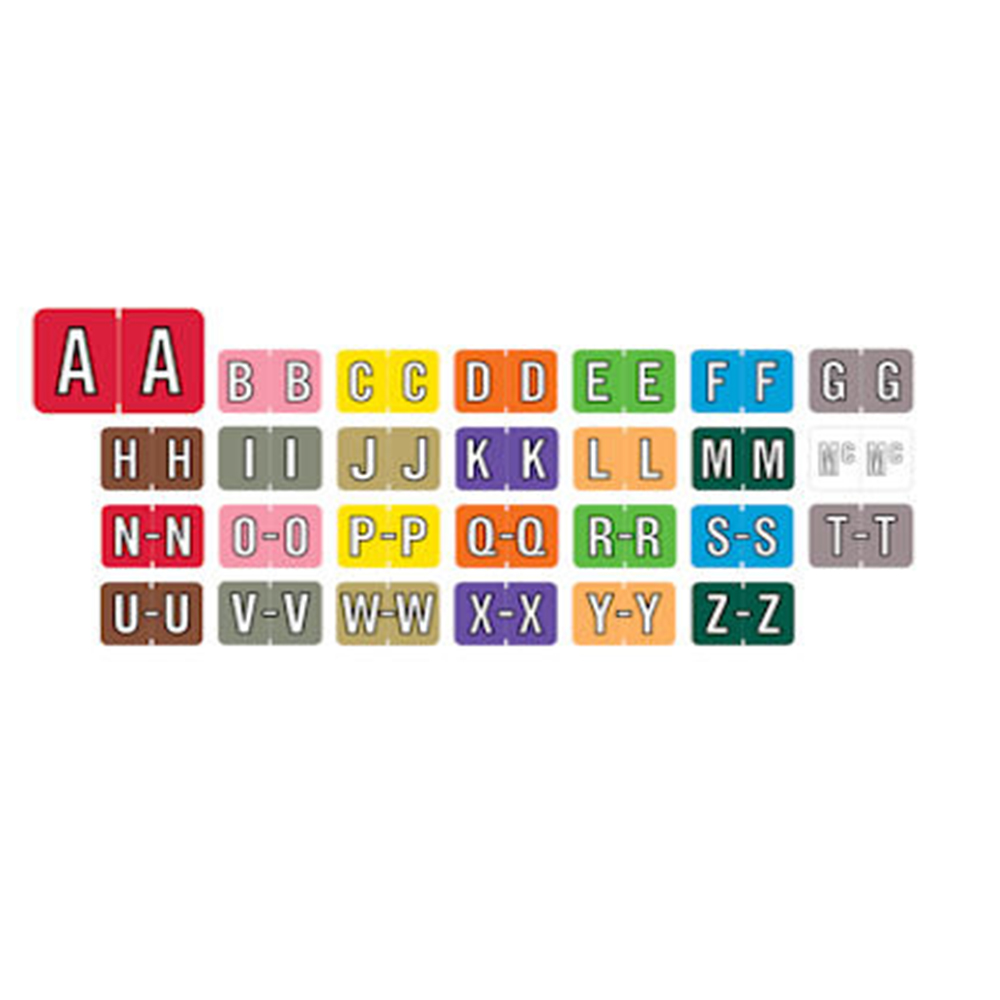 Color-Coded Individual Alphabetic Labels - A-N - Larger Size