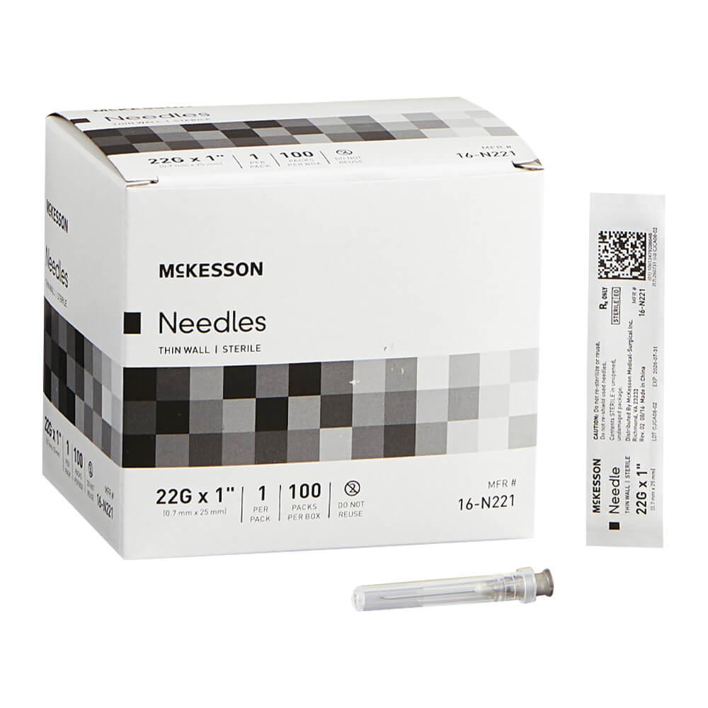 Hypodermic Surgical Needles - 22G x 1"