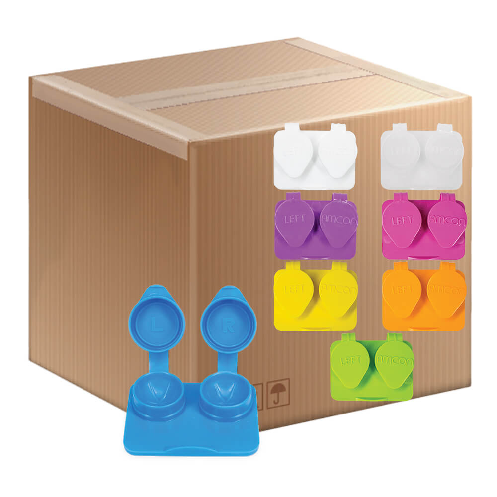 Ribbed Flat Pack Contact Lens Cases - Deep Well for Soft Lenses - Box of 1,000