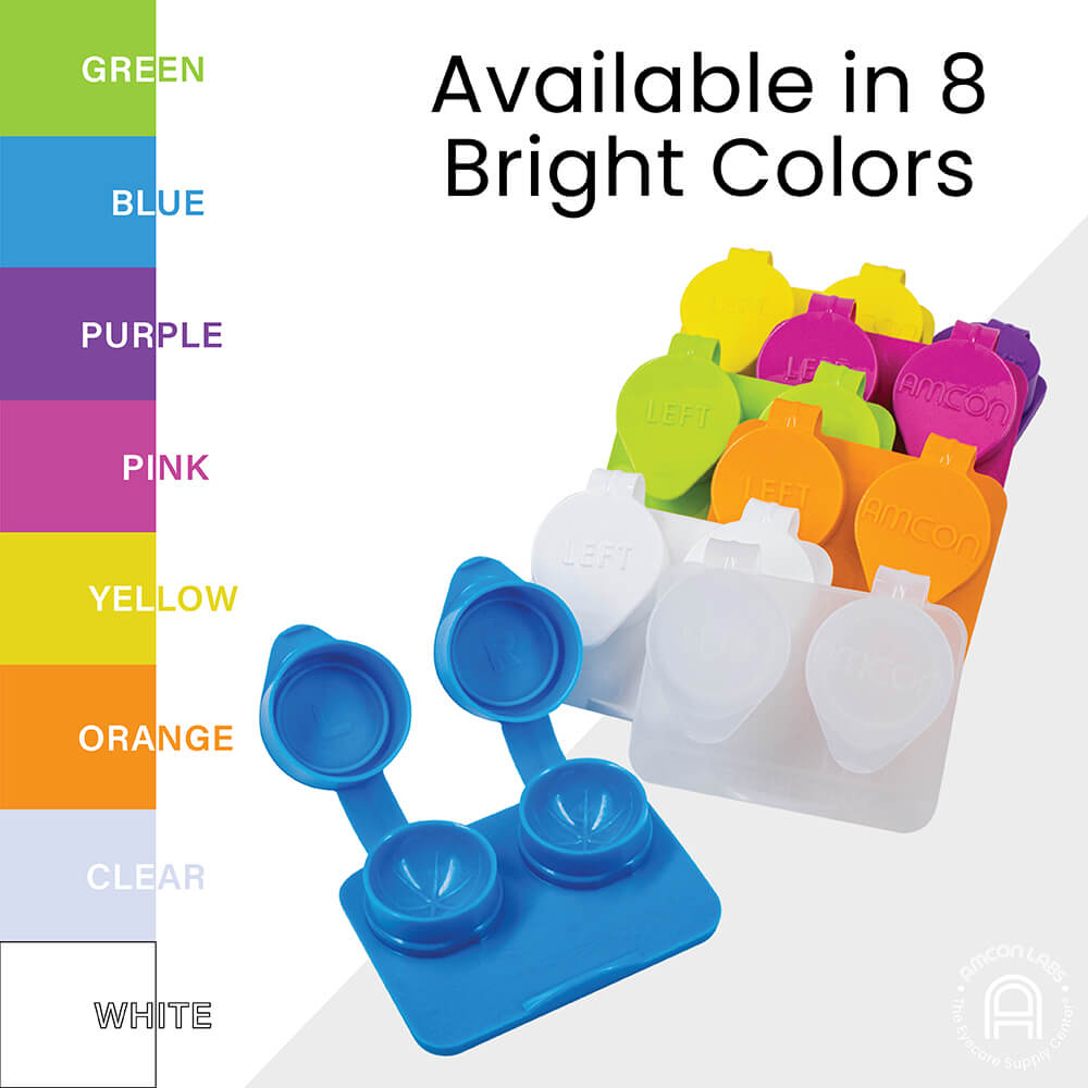 Ribbed Flat Pack Contact Lens Cases - Deep Well for Soft Lenses - Bag of 50 - Mixed Colors - 1
