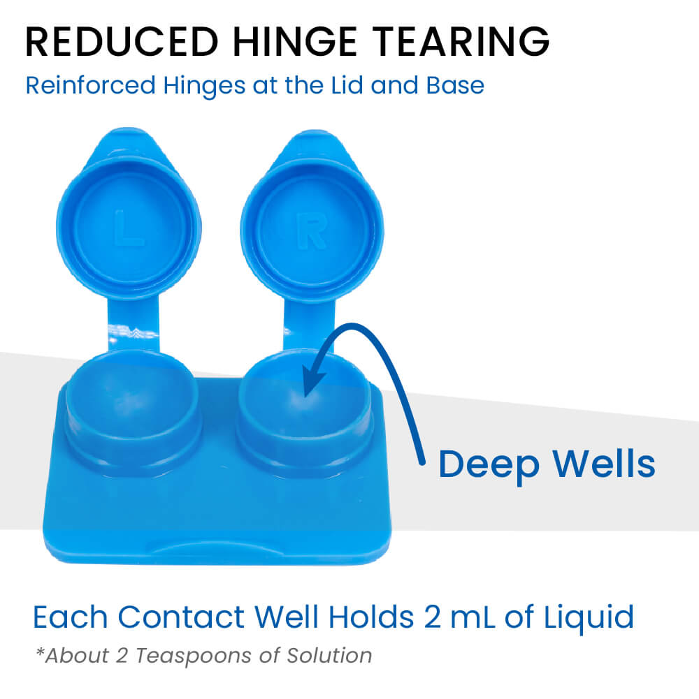 Smooth Flat Pack Contact Lens Cases - Deep Well for Soft Lenses - Box of 1,000 - Mixed Colors - 2
